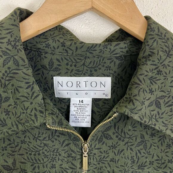 Norton Studio Floral Contrast Sleeve Zip Floral Zip Jacket Plus Size 14 - Picture 4 of 4